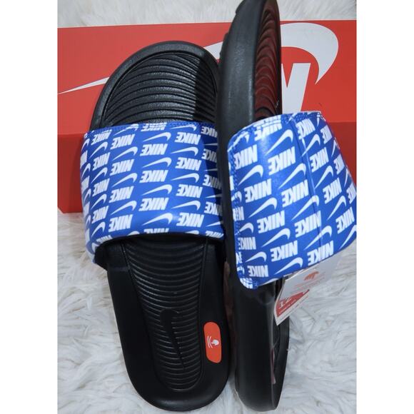 Nike Victori One Print Slides Men’s Size 12 Blue White Logo Sandals NWT main image 5